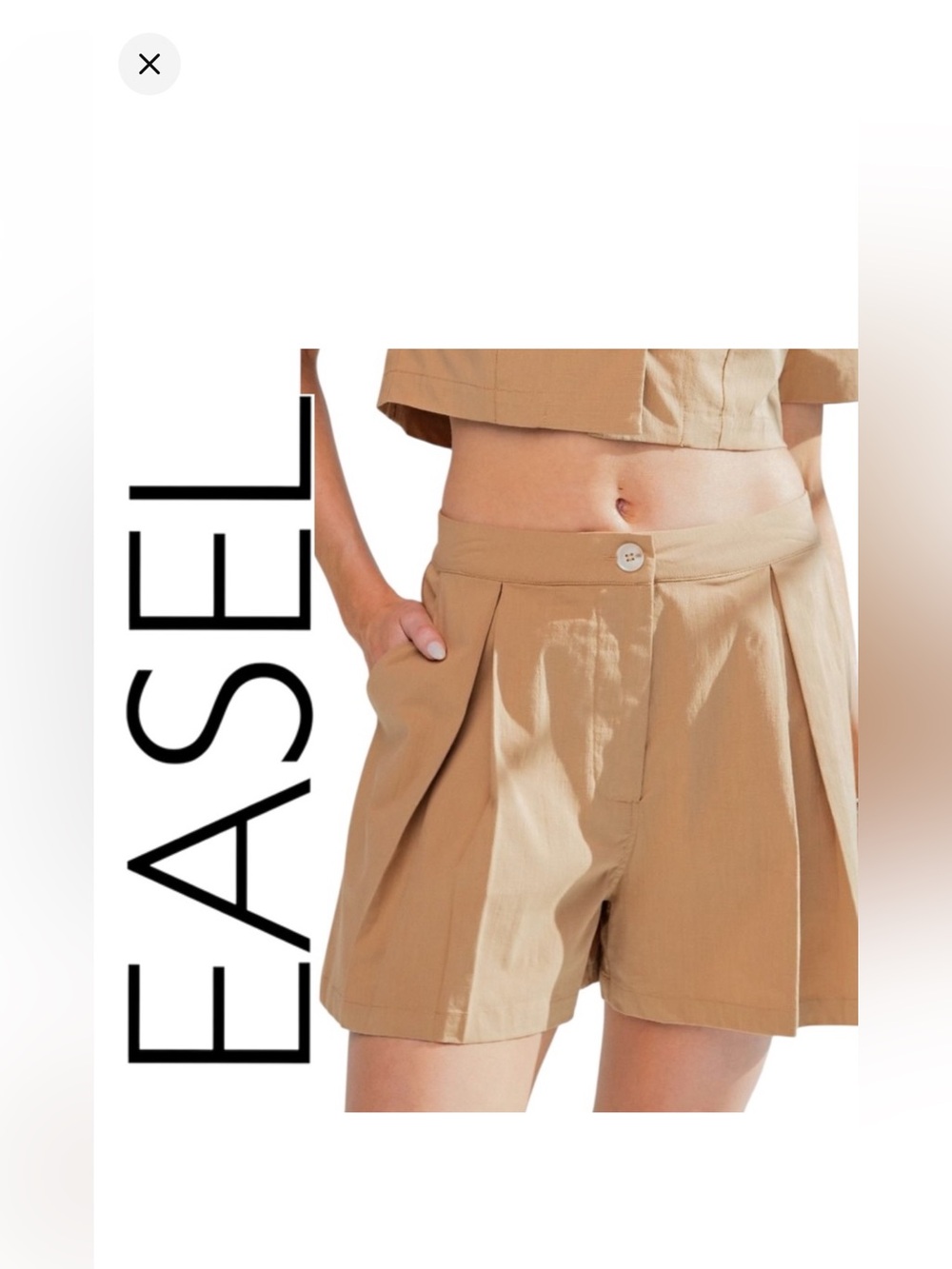 EASEL NWT PLEATED SHORTS IN CAFE LATTE